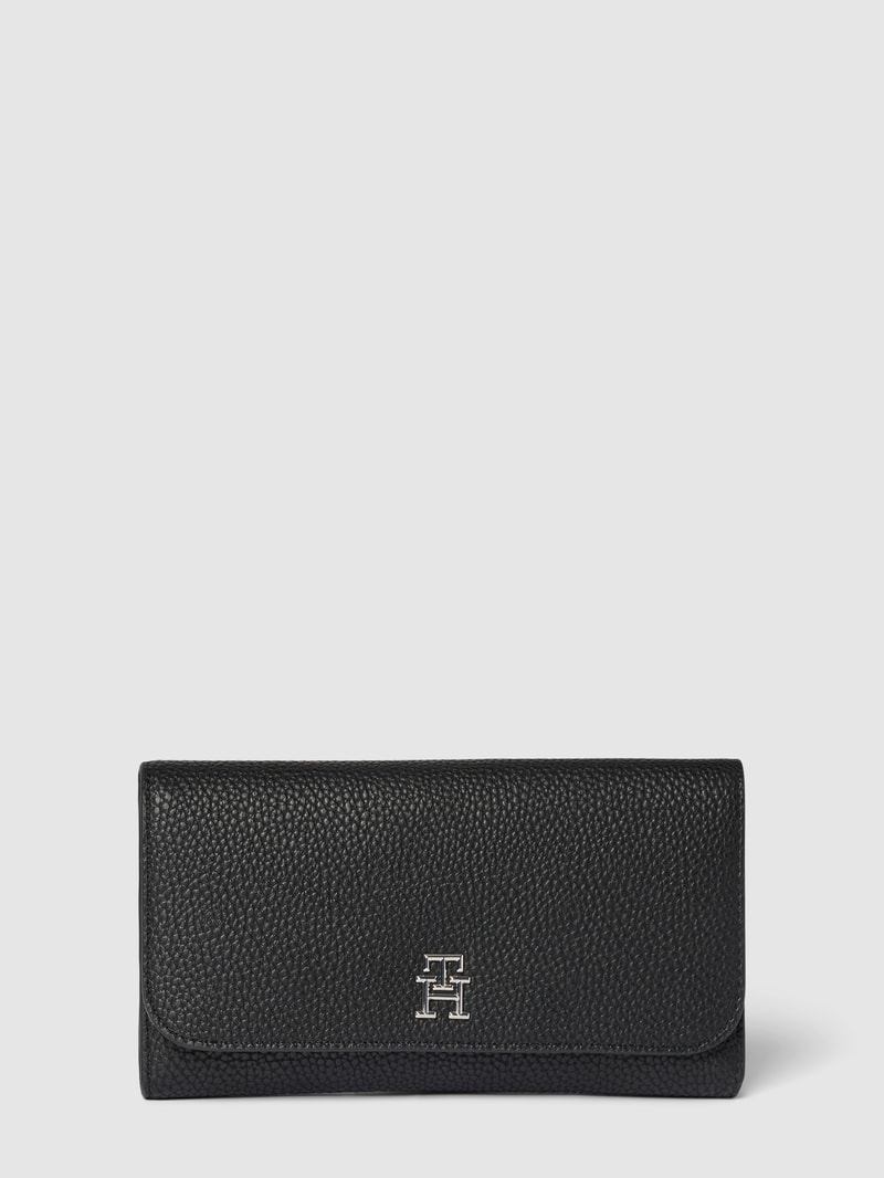 Portemonnaie mit Label-Applikation Modell 'EMBLEM' in schwarz