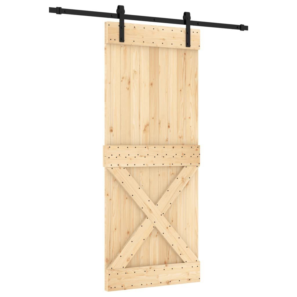 vidaXL Zimmertür Schiebetür mit Beschlag 85x210 cm Massivholz Kiefer Zimmertür Innentür