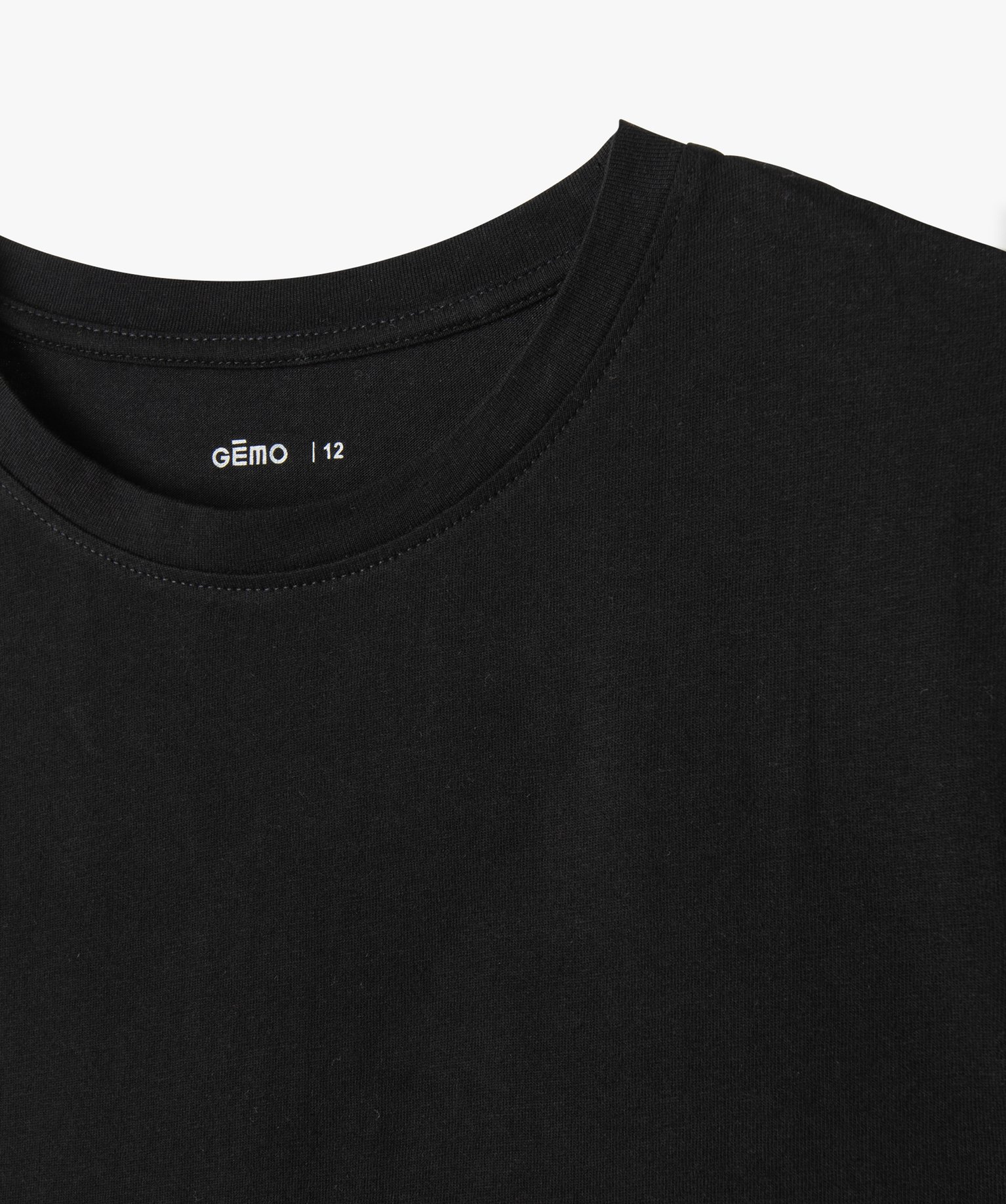 Tee-shirt fille à manches courtes et col rond noir | GEMO