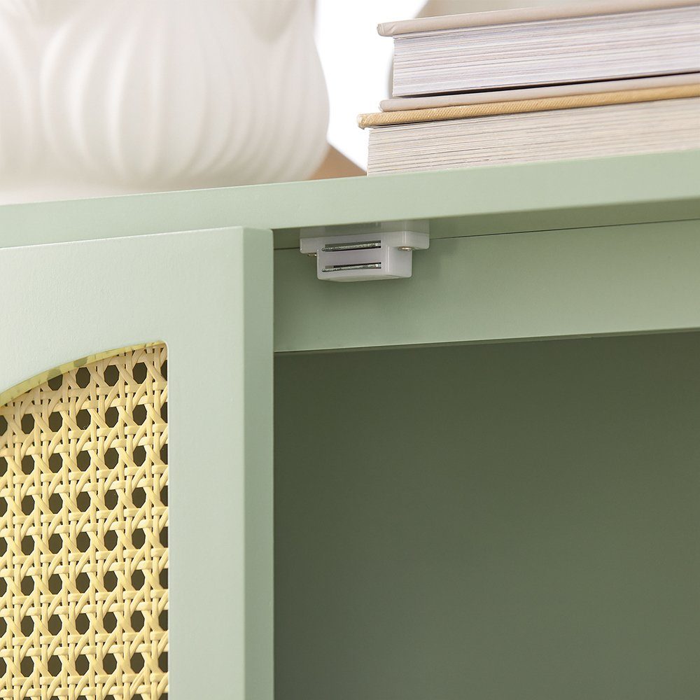 SoBuy Sideboard FSB72, Küchenschrank Schuhschrank mit Gitteroptik-Türen Aufbewahrungsschrank