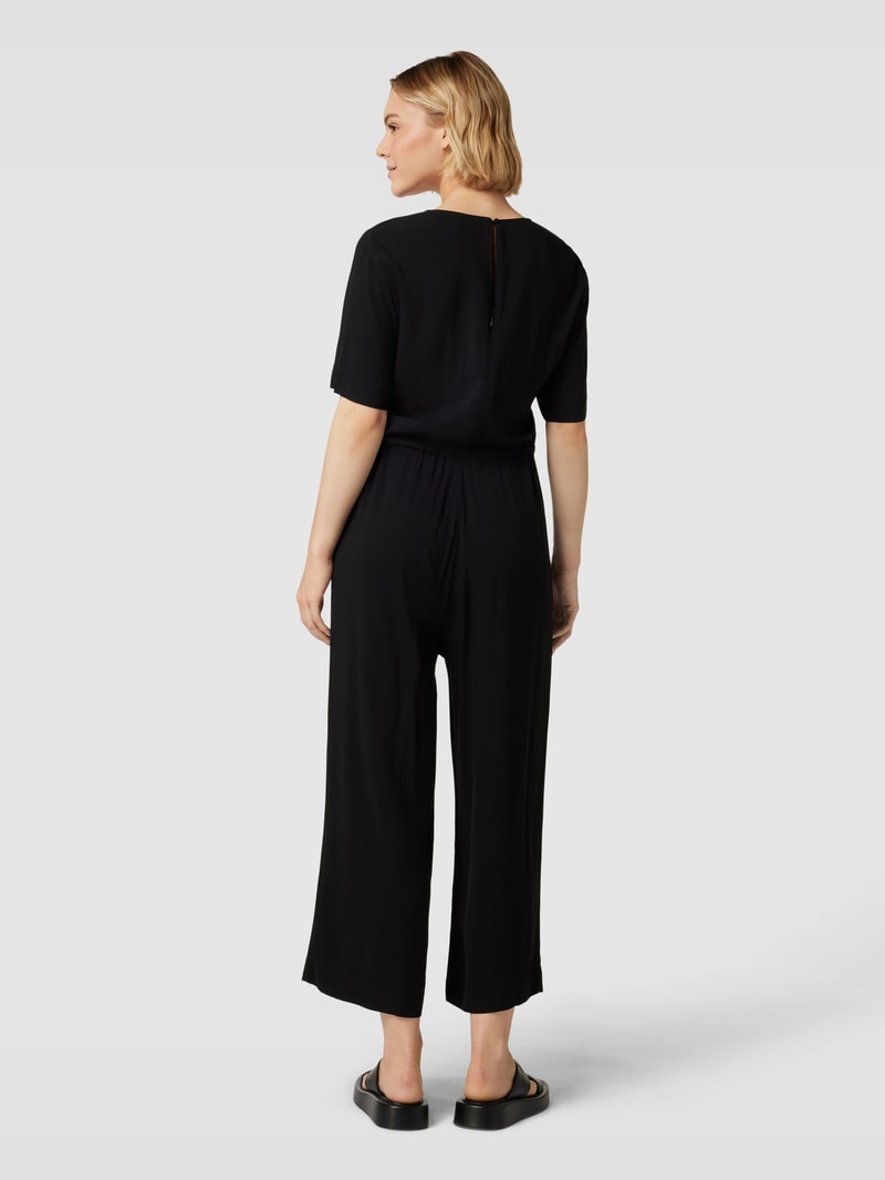 Jumpsuit aus Viskose mit Tunnelzug in schwarz