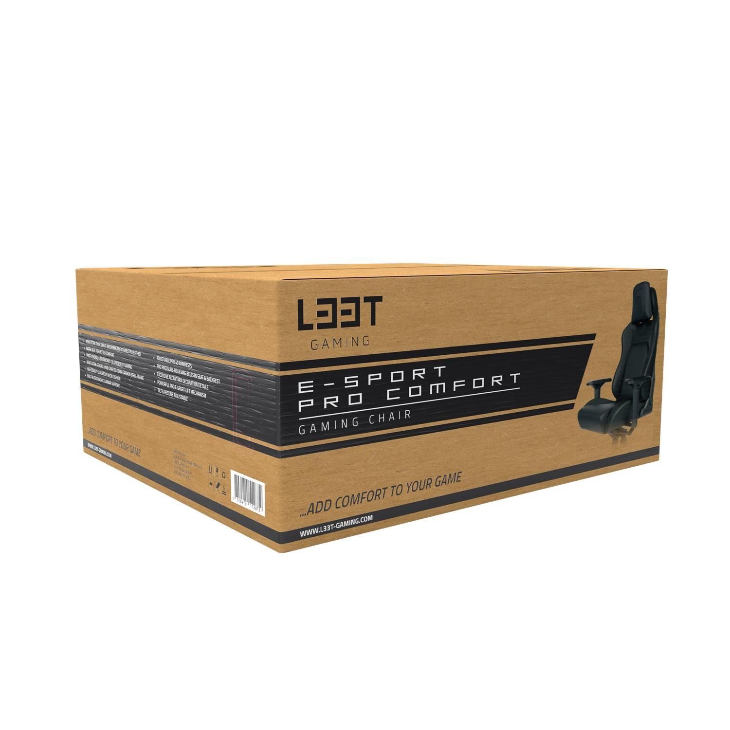 L33T Gaming-Stuhl E-Sport Pro Comfort Gaming Bürostuhl Racing Stuhl (kein Set), neigbar, höhenverstellbar, belastbar bis 145kg