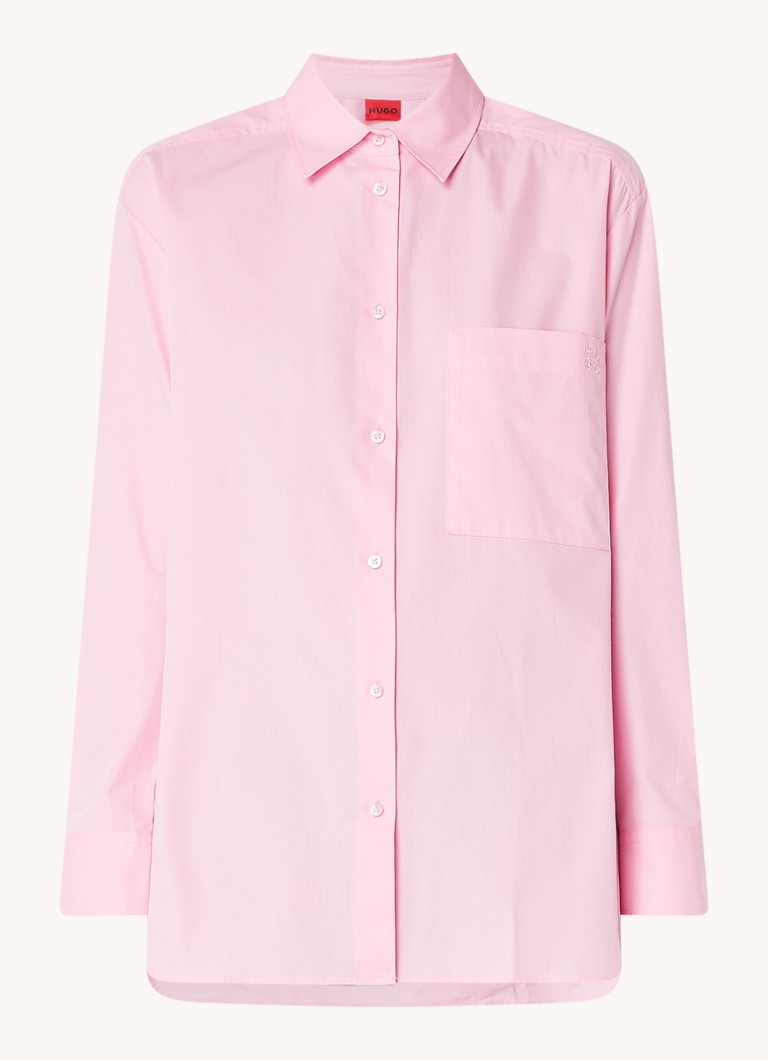 HUGO BOSS Oversized blouse with chest pocket and logo embroidery