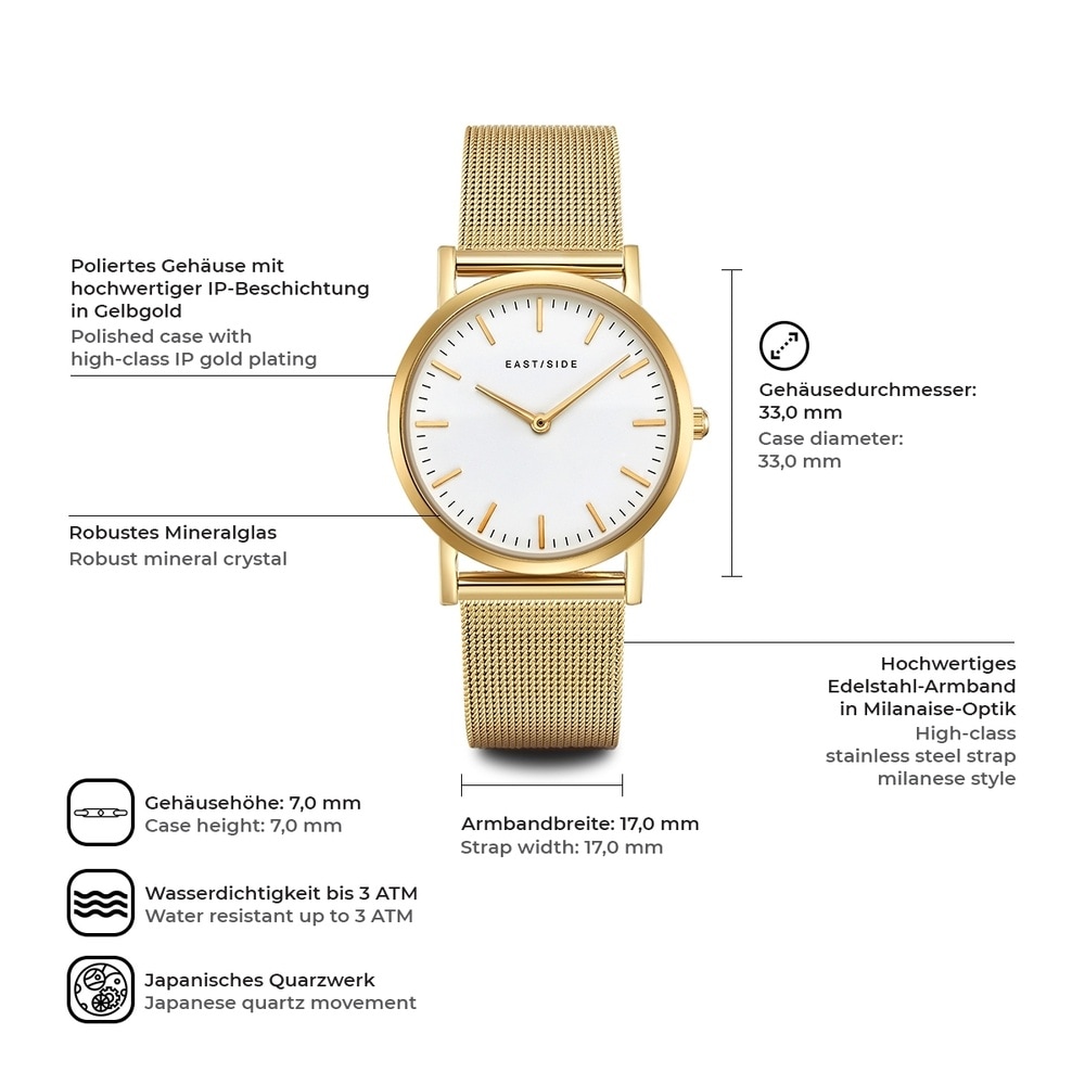 EASTSIDE Montre à quartz Cassina en Or jaune Acier inoxydable en Or jaune Montre