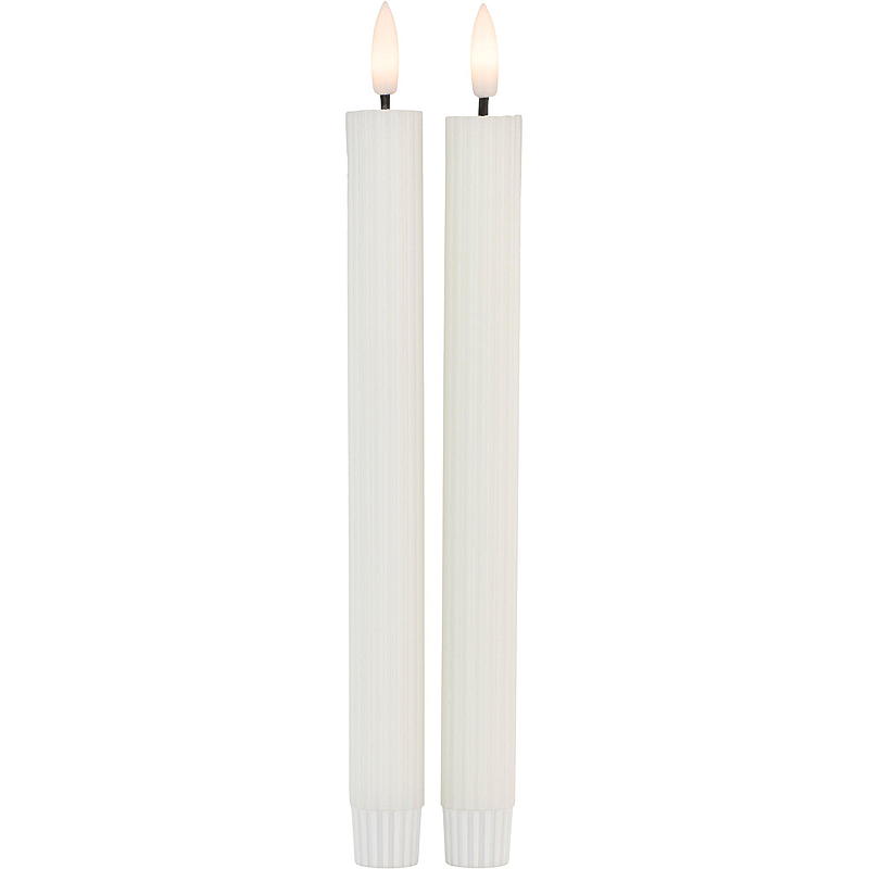 Vie Selected Kronelys 2-pk 24 cm LED rille timer hvit