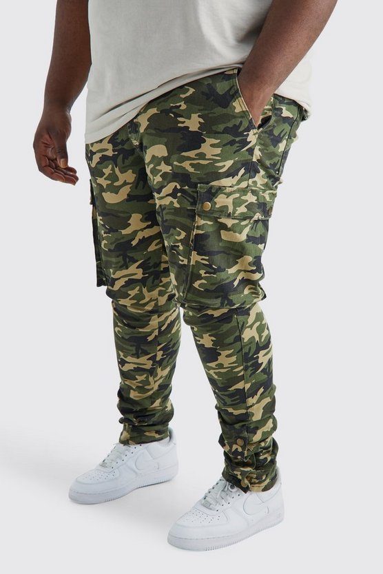 Plus Skinny Camouflage Cargo-Hose mit Druckknöpfen