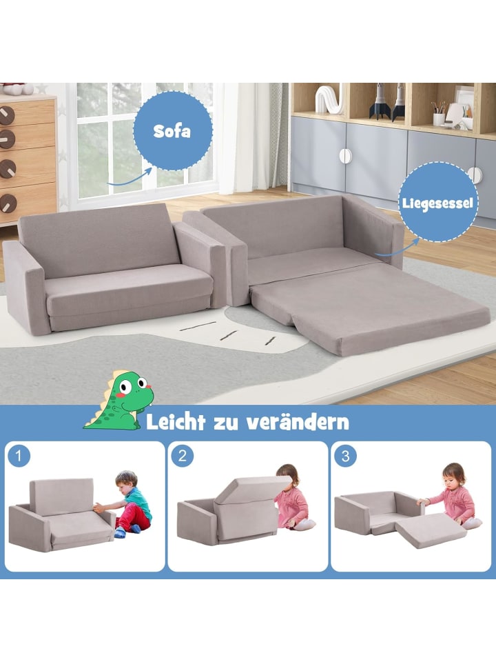 COSTWAY 2 in 1 Klappsofa 18-36 Monate in Taupe günstig kaufen onesize