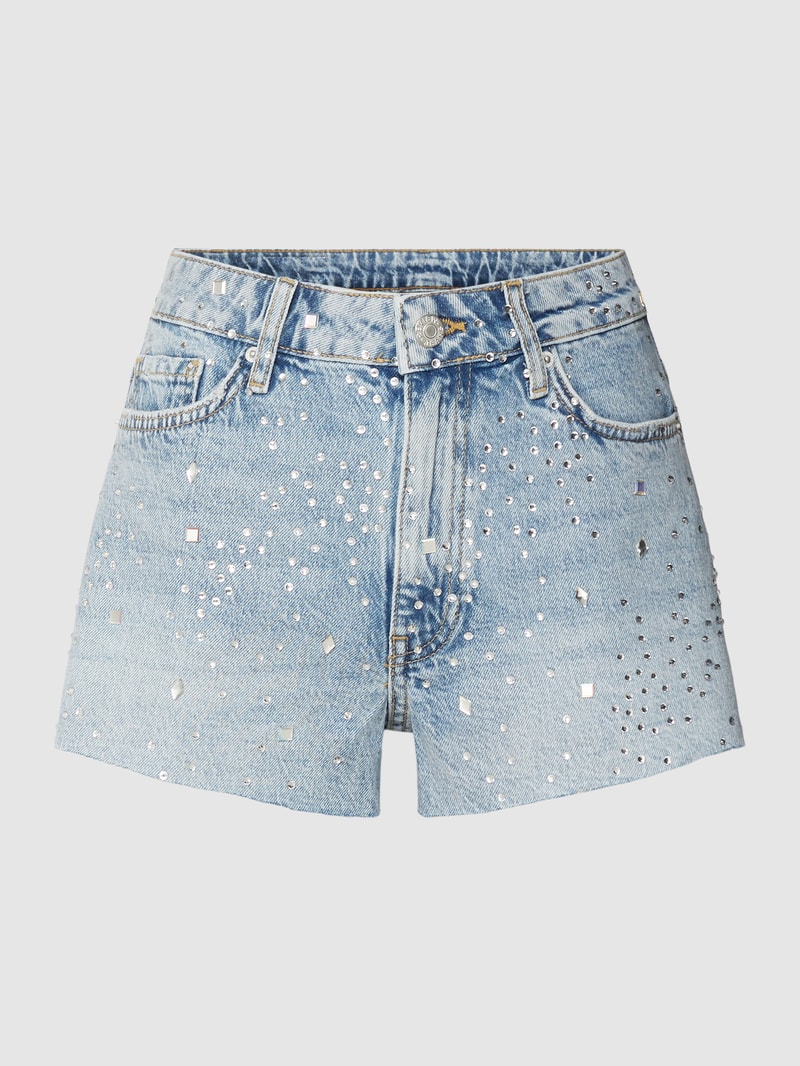 Jeansshorts mit Strasssteinbesatz in bleu