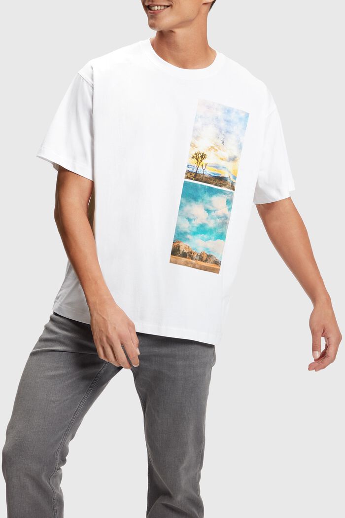 T-Shirt mit abgesetztem Landschafts-Print