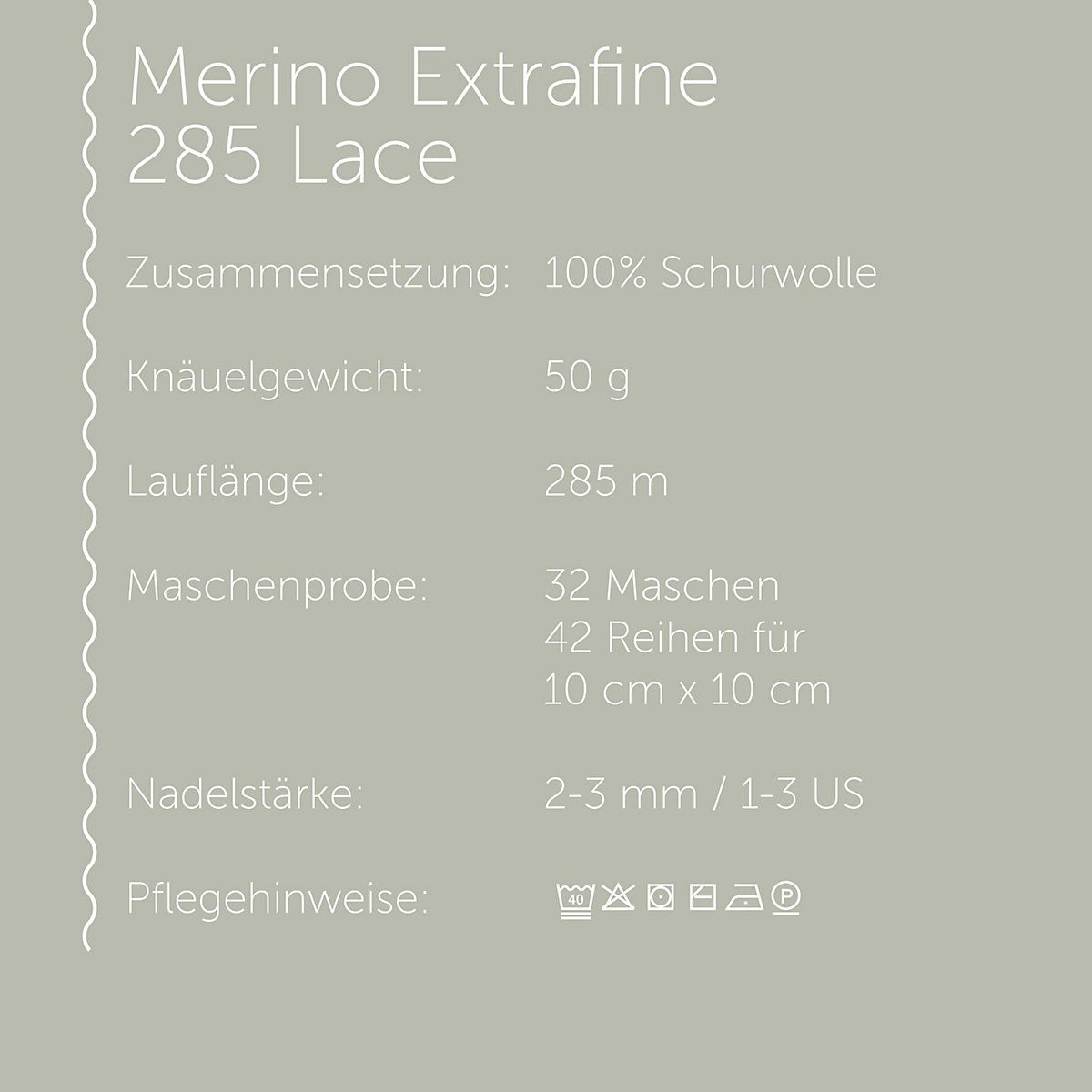 Handstrickgarne Merino Extrafine 285 Lace, 50g Etude