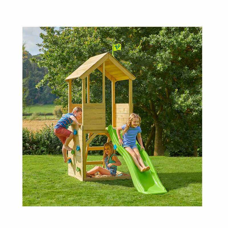 Maisonnette dans les arbres avec toboggan et mur d'escalade TP Toys
