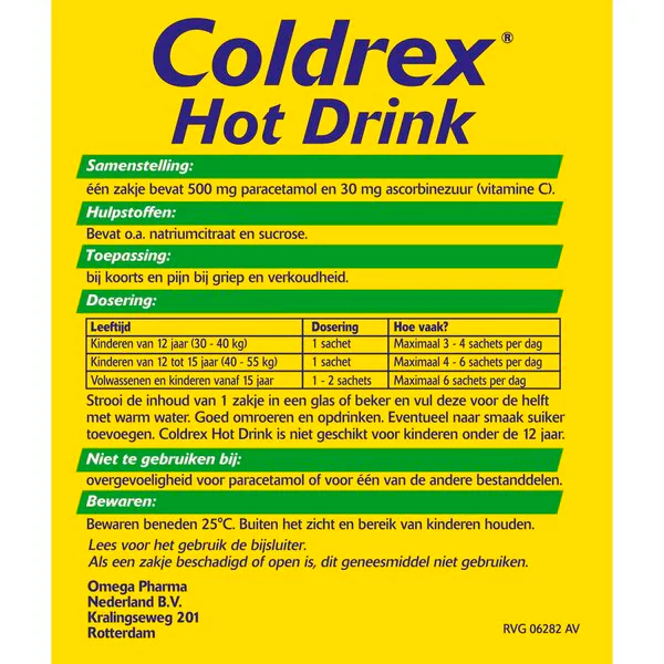 Coldrex forró ital 500 mg por szájon át történő italgyógyszerhez - 10 darab