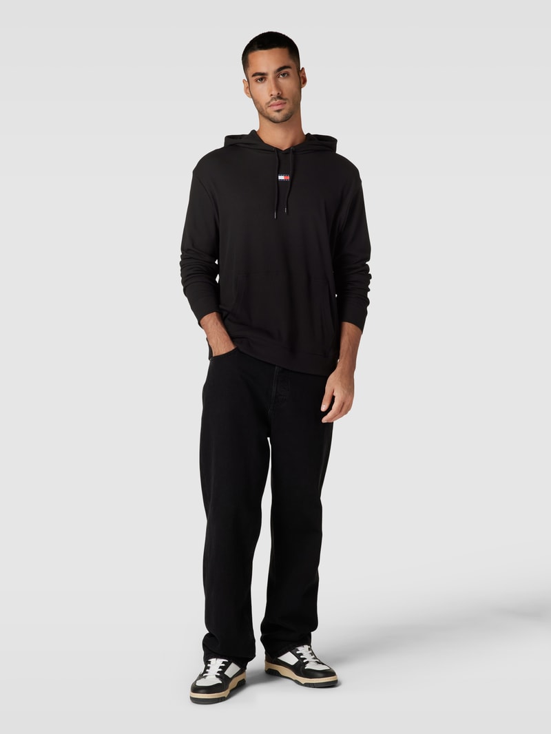 Hoodie mit Rippenstruktur Modell 'HERITAGE' in schwarz