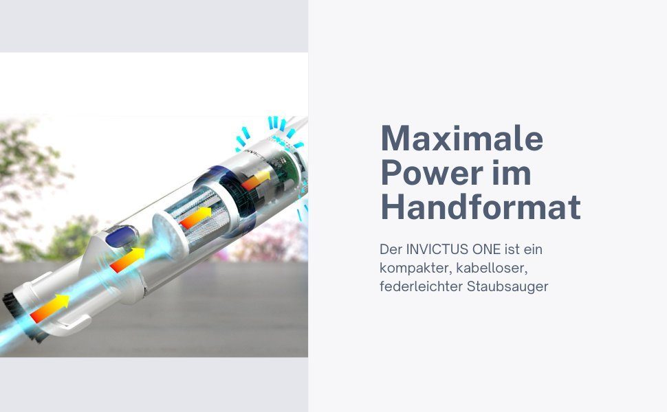 Genius Akku-Handstaubsauger Invictus One 1.0 Handstaubsauger beutellos, 90,00 W, beutellos, Beutelloser und kabelloser Akku Handsauger 90 W BLDC Motor + Zubehör