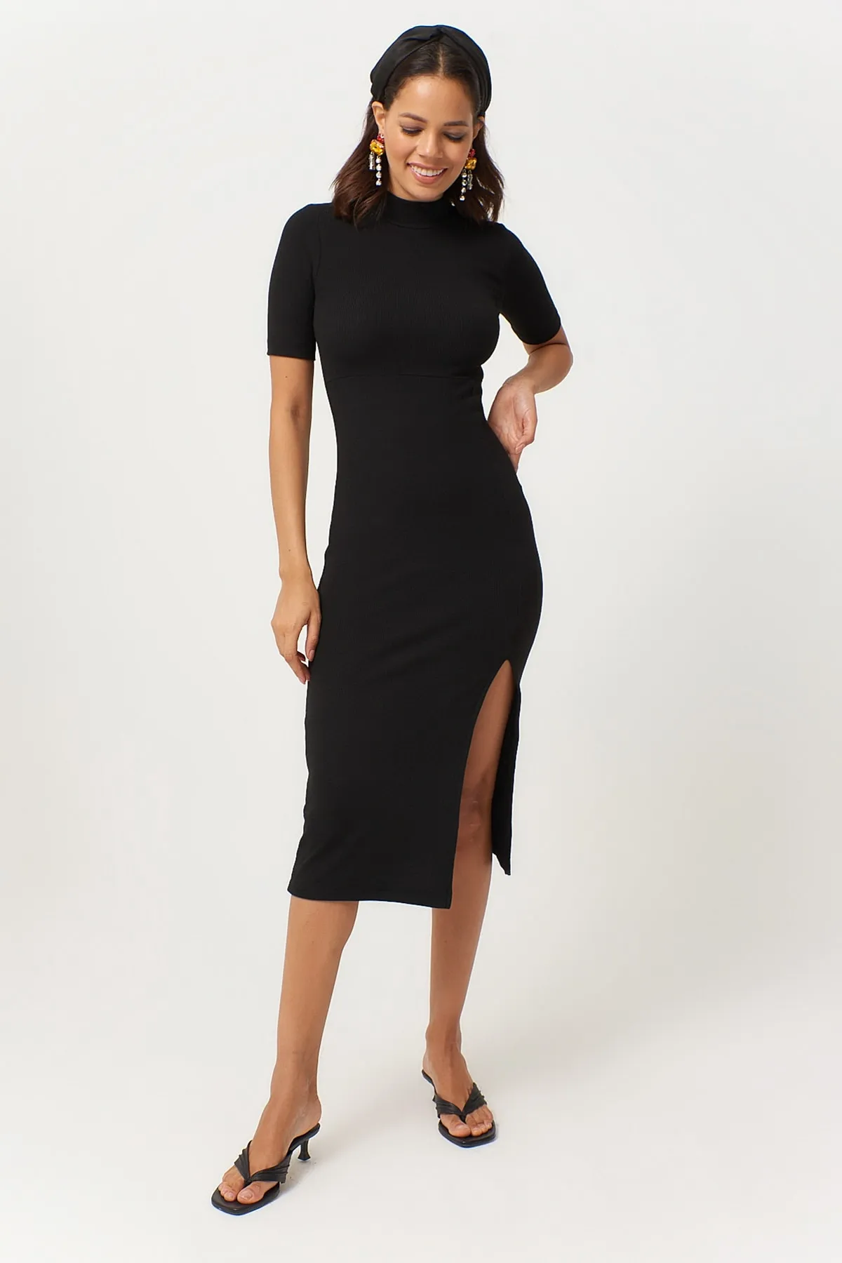 Cool & Sexy  Schwarzes, geschlitztes Camisole-Kleid für Damen EY1020