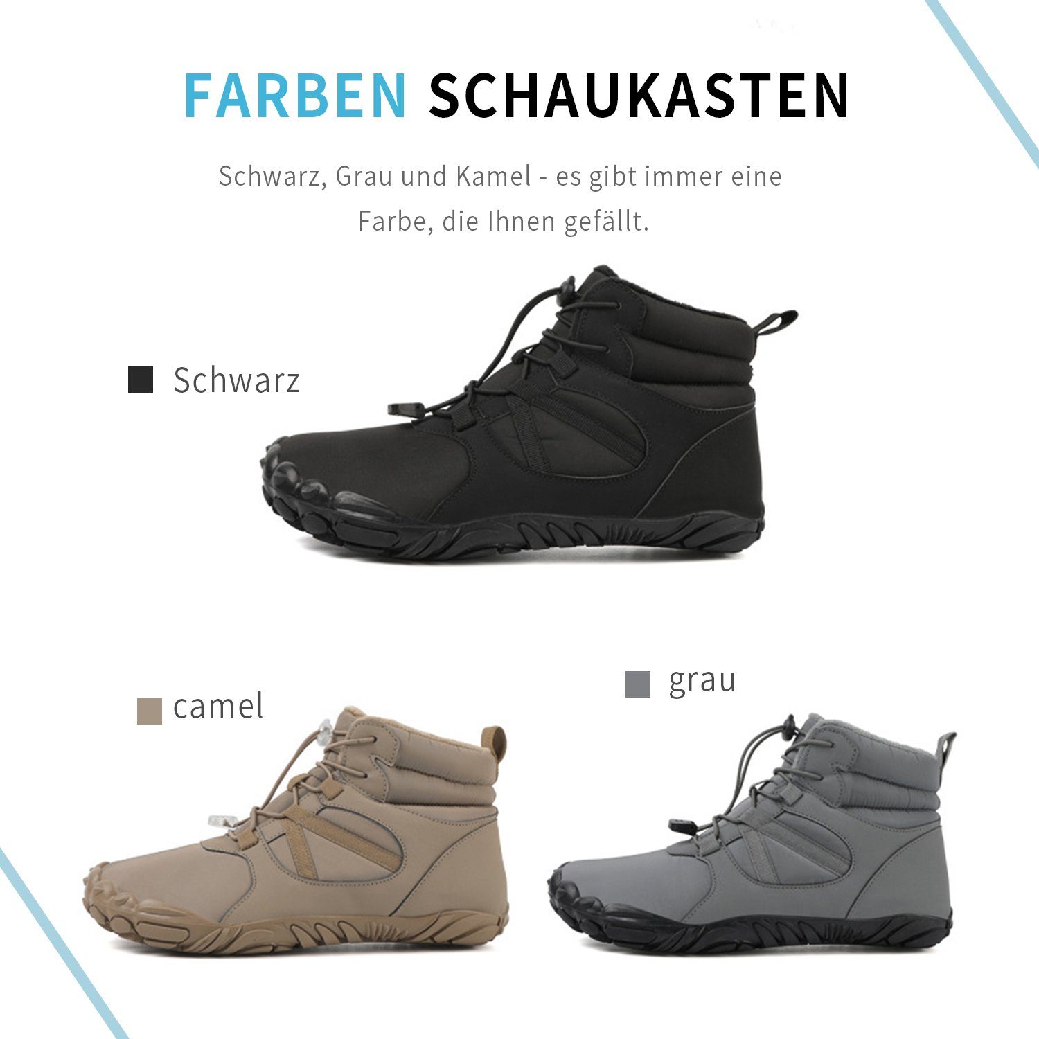 Daisred Barfussschuhe Winter Damen Winterschuh Herren wasserdicht Barfußschuh