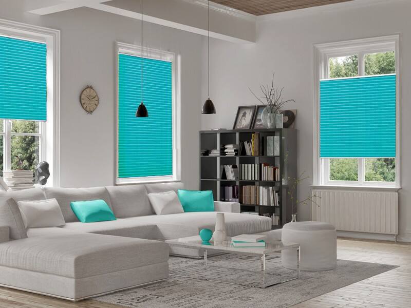 Casa Pura Plissee Magic Polyester, lackiertes Aluminium Blau 750 x 2000 mm