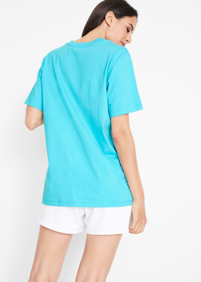 Weites Long-Shirt mit V-Ausschnitt, Kurzarm (5er Pack)