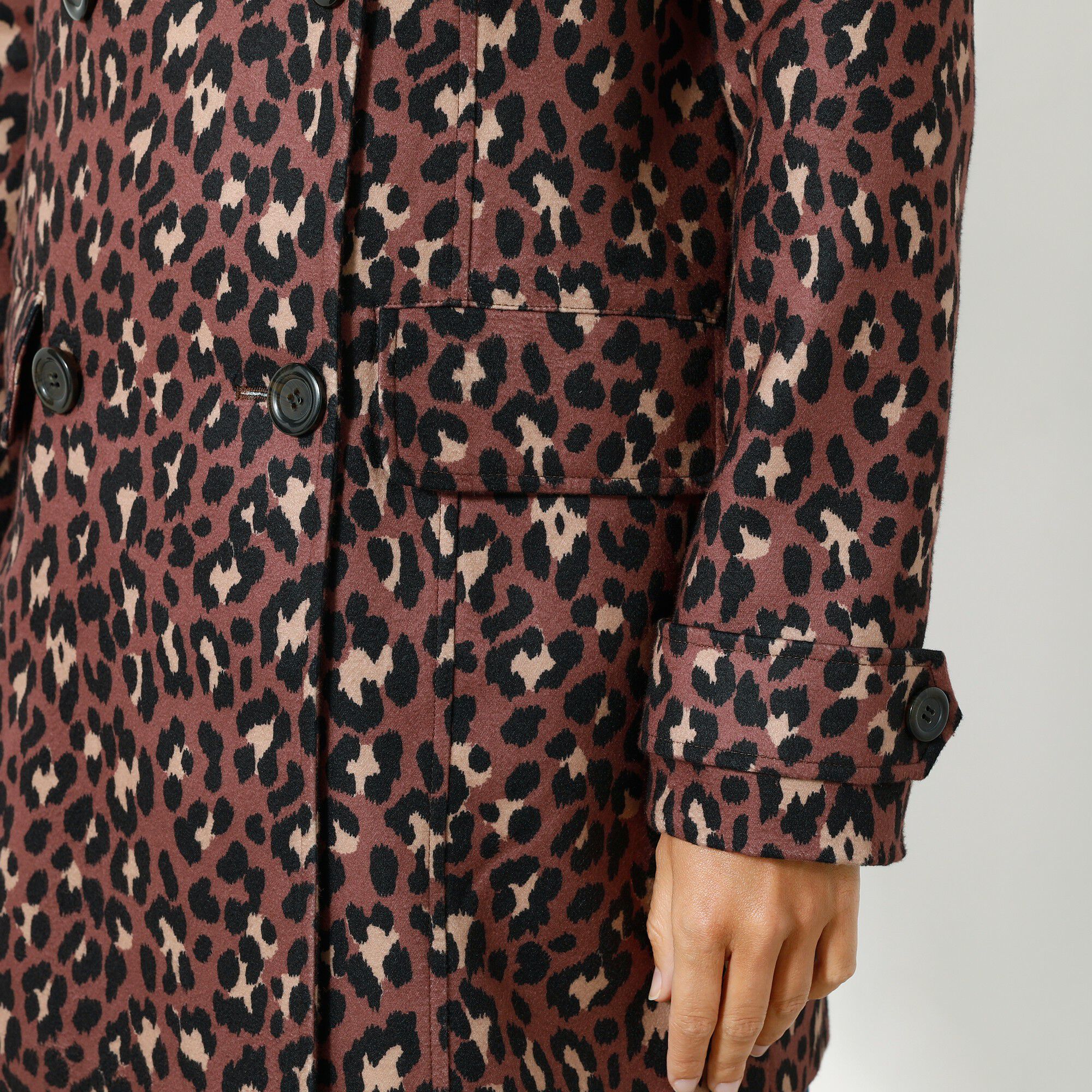 Manteau caban imprimé peau de bête aspect drap de laine