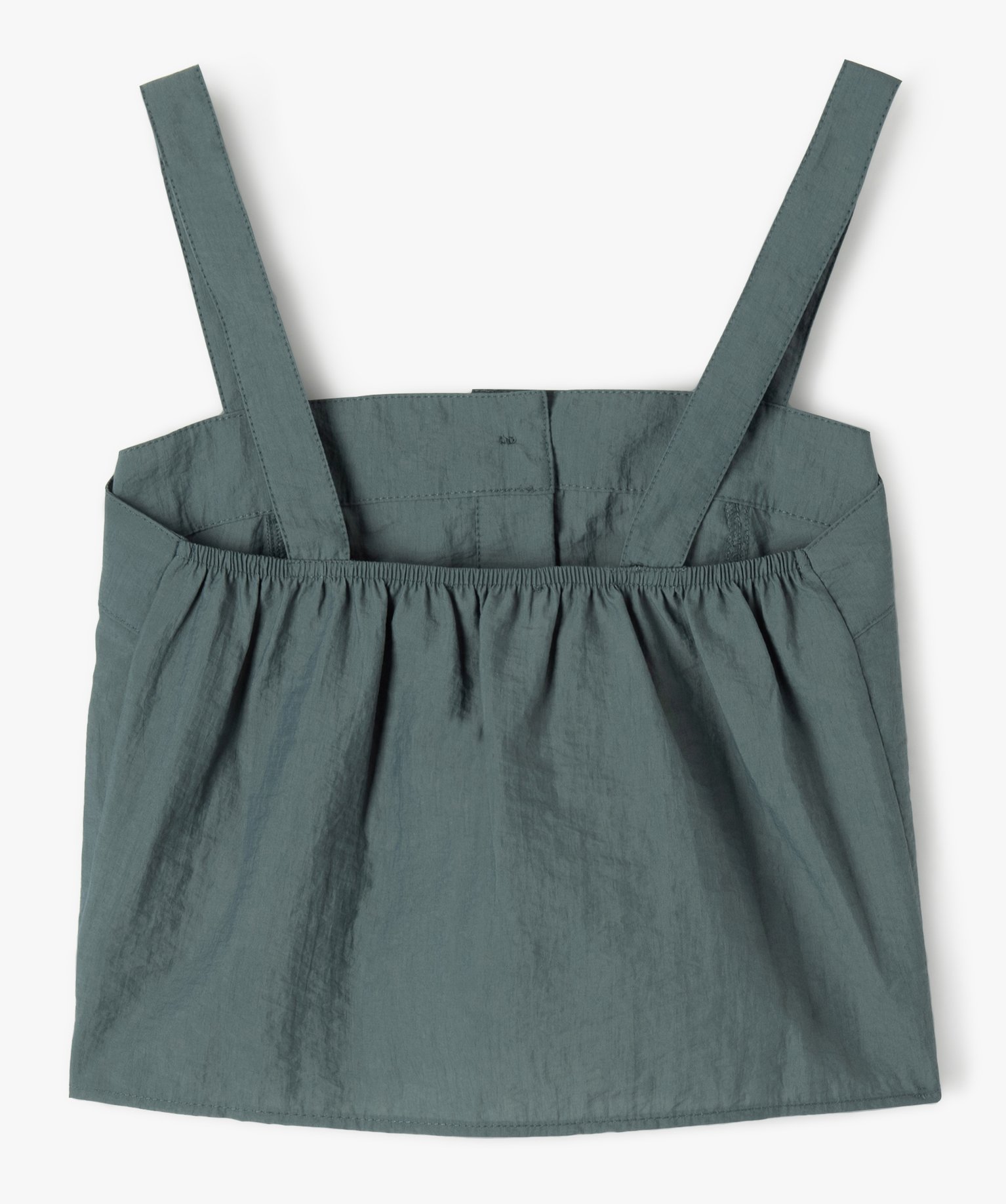 Débardeur en toile de parachute boutonnée sur l’avant fille gris | GEMO