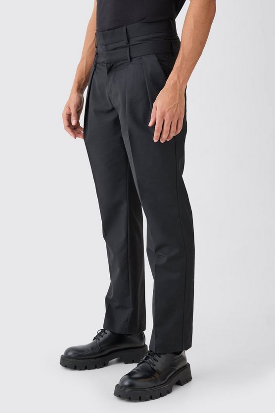 Gerade Hose mit doppeltem Bund