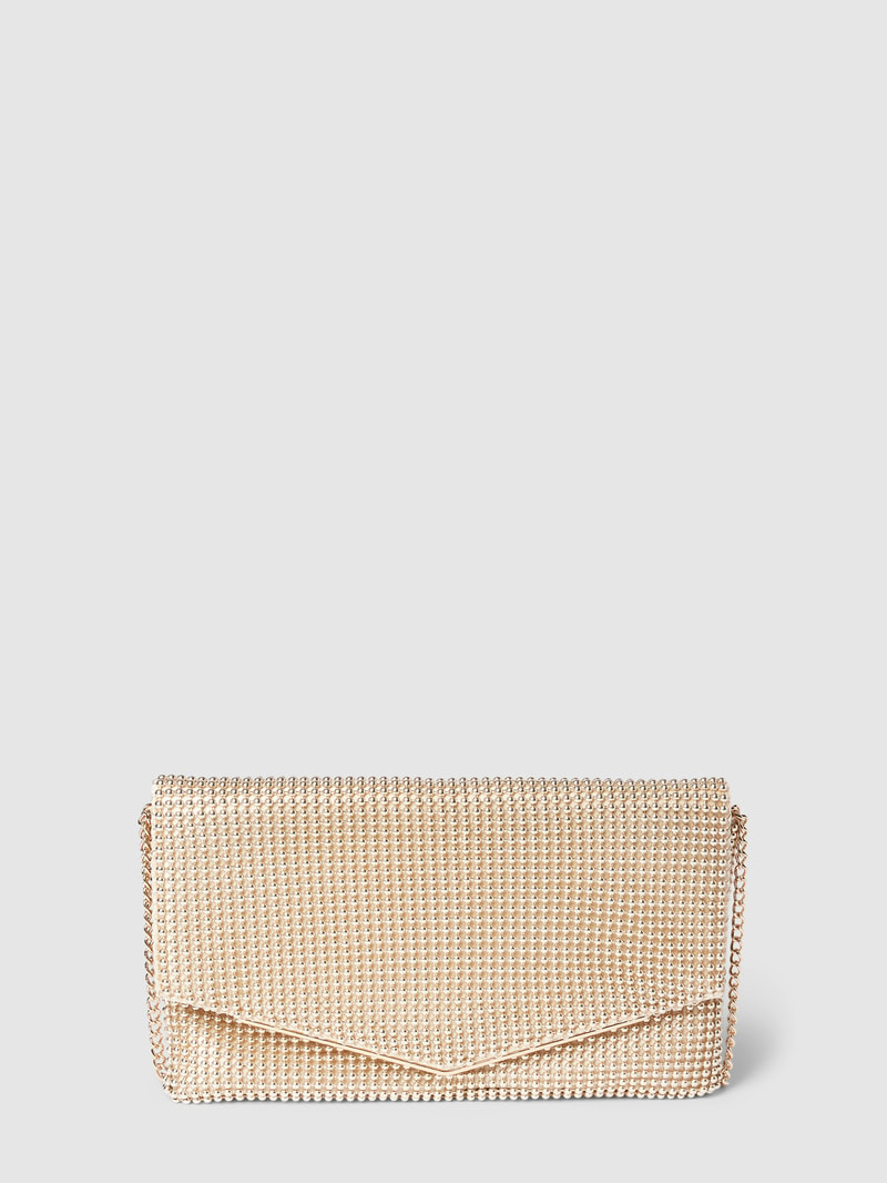 Kuvert-Clutch mit Allover-Zierbesatz in gold