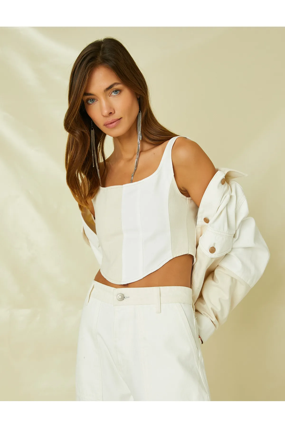 Koton  Crop Bustier Strap gerippt asymmetrischer Schnitt