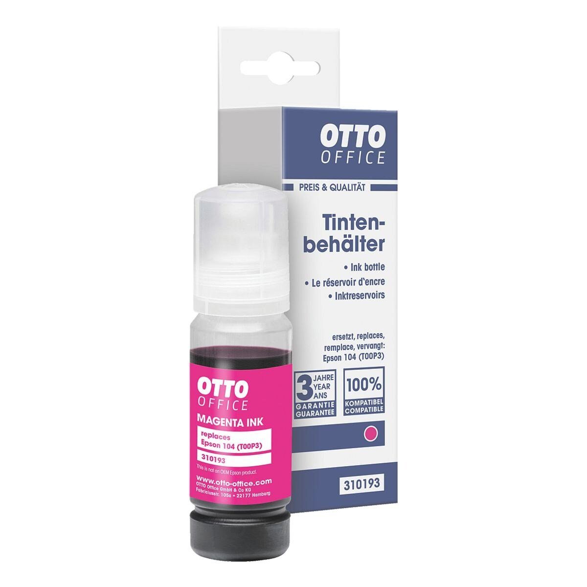 Otto Office T00P3 (104) Tintenpatrone (1-tlg., ersetzt Epson Nr. 104 EcoTank (T00P3), magenta)