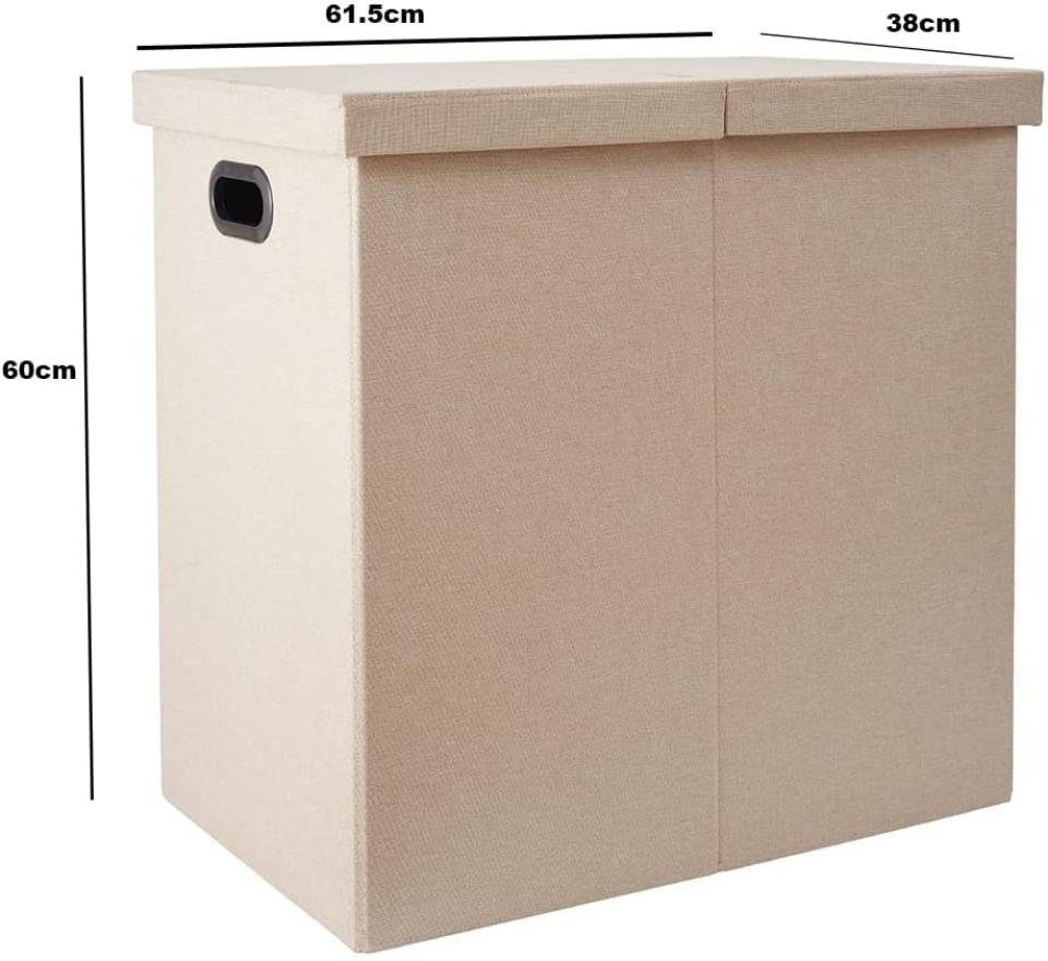 GREELUE Wäschekorb 115L Doppel-Wäschekorb mit Deckel,und abnehmbaren Wäschesäcke Faltbar, Schmutziger Kleiderkorb,Raumaufbewahrung für Schlafzimmer, Badezimmer