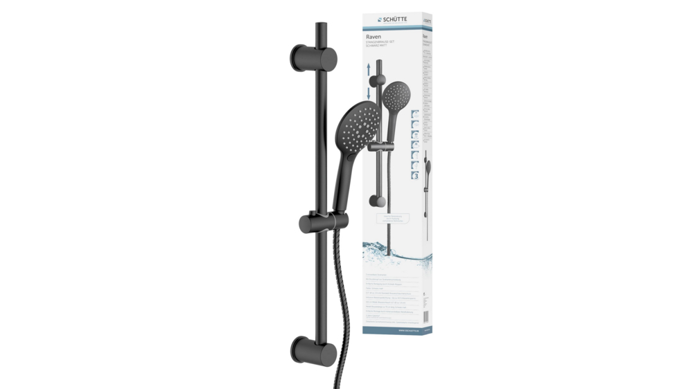 Schütte Duschset RAVEN Schwarz matt