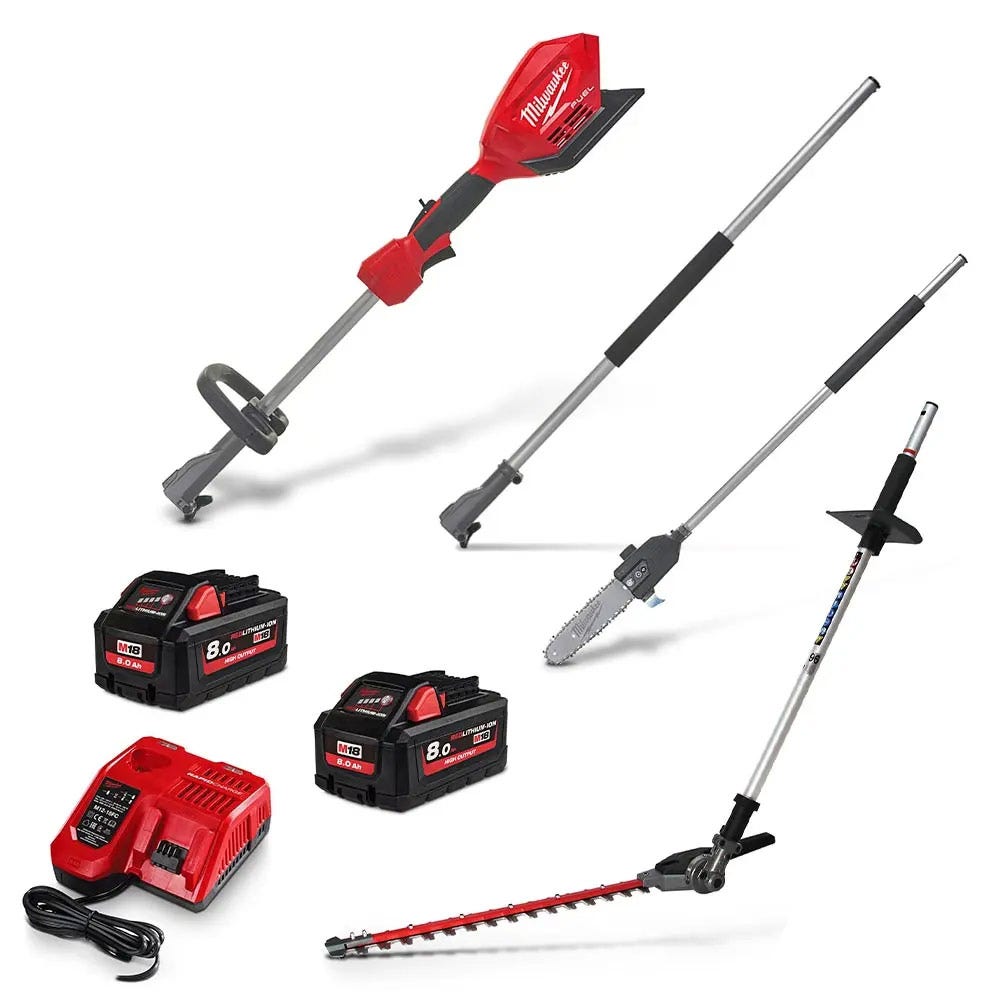 Kit de ferramentas multifuncionais MILWAUKEE FUEL™ 18V com 2 baterias de 8,0 Ah e cabeçote de alimentação M18FOPHPP3A-802