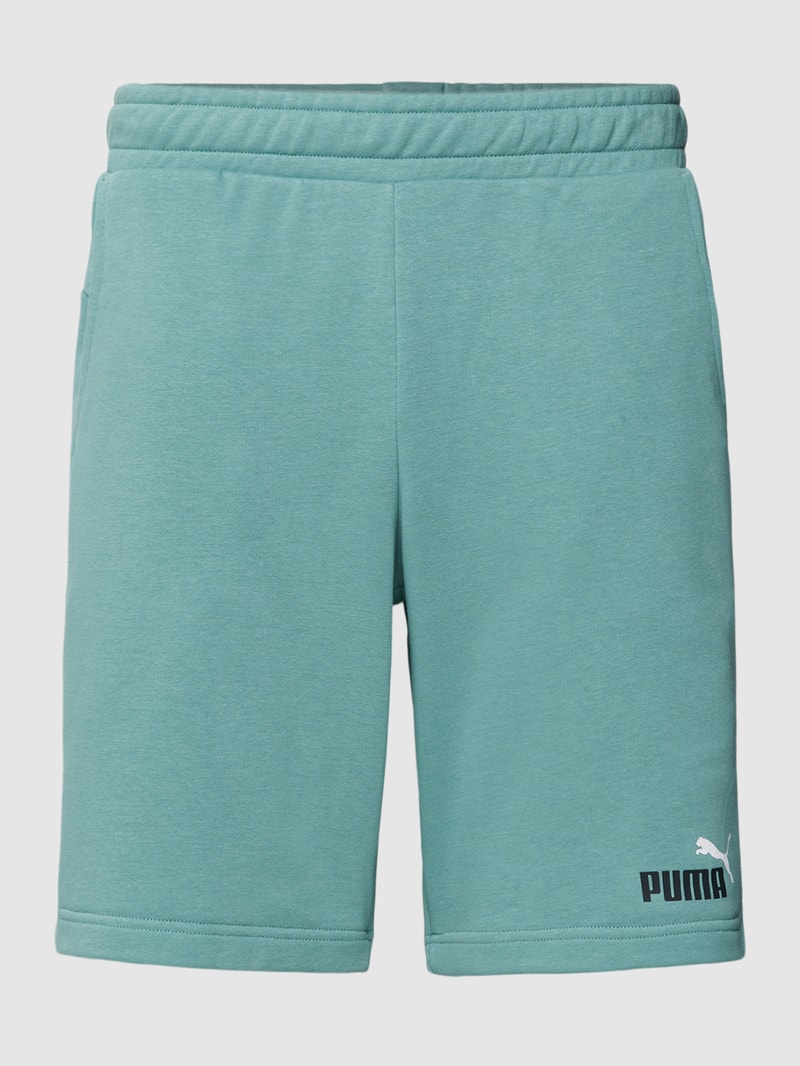 Sweatshorts mit Label-Print in petrol