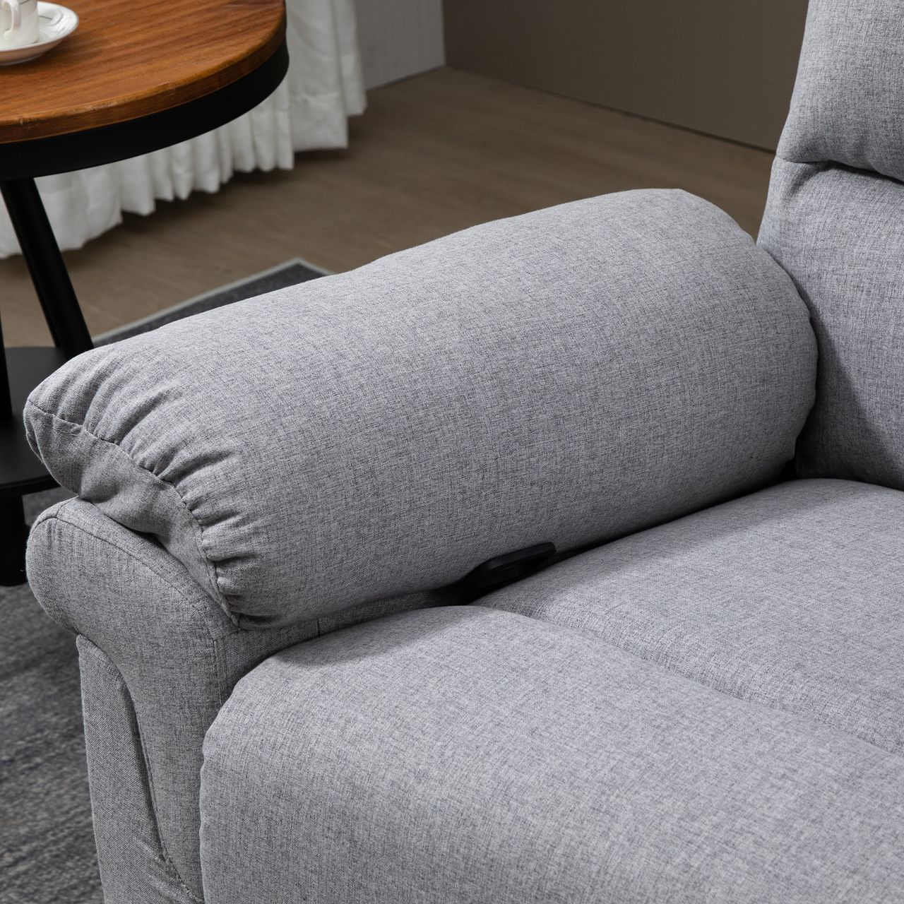 HOMCOM Relaxsessel mit Liegefunktion Einzelsofa Verstellbar Liege 165° neigbar Liegesessel Ruhesessel Fernsehsessel für Wohnzimmer Schlafzimmer Leinen-Touch Hellgrau 91 x 92 x 102 cm