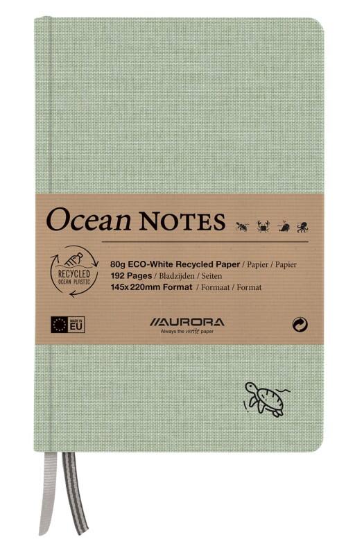 AURORA Ocean Linen Notizbuch Sonderformat Liniert Genäht Hardback Grün Nicht perforiert 192 Seiten