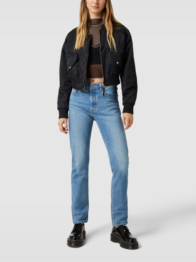 Jeans mit Label-Patch aus Leder Modell '501® JEANS FOR WOMEN' Modell 501® JEANS in hellblau