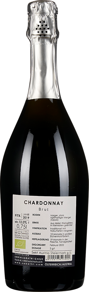 Erwin Sabathi Sekt Klassik Brut Chardonnay 2019