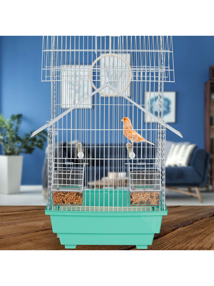 relaxdays Vogelkäfig in Hellblau/Mintgrün - (B)42,5 x (H)50 x (T)33 cm günstig kaufen onesize