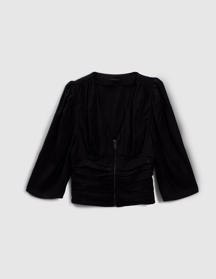 Blouse noire jacquard motif pois optiques Femme