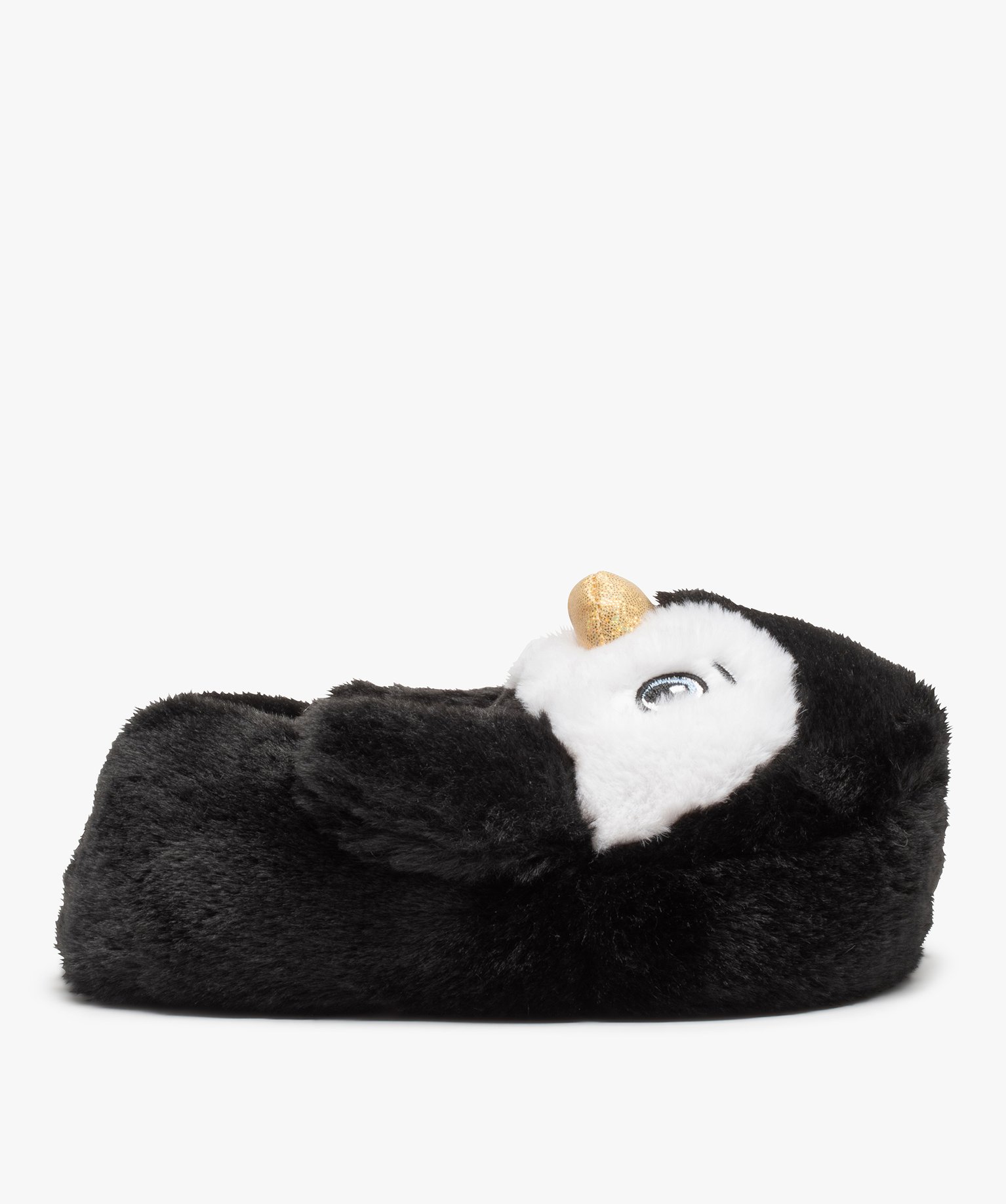 Chaussons femme 3D en forme de pingouin noir | GEMO