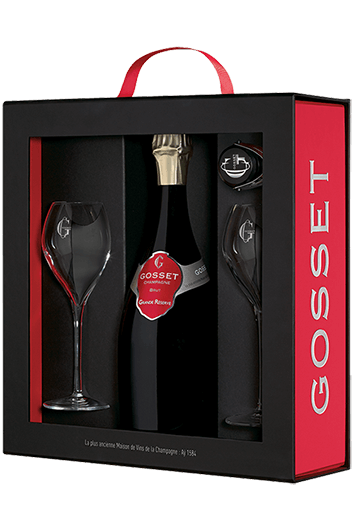 Gosset : Coffret Grande Réserve 2 Flûtes et 1 Bouchon