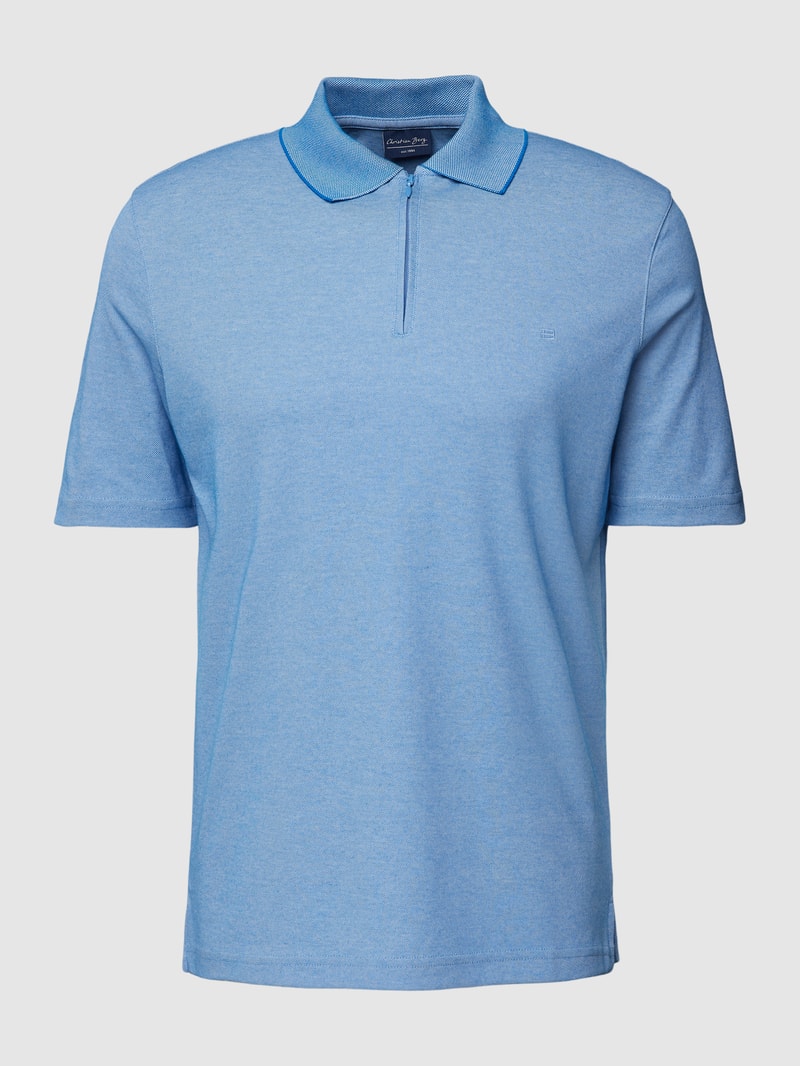 Poloshirt mit Reißverschluss in blau