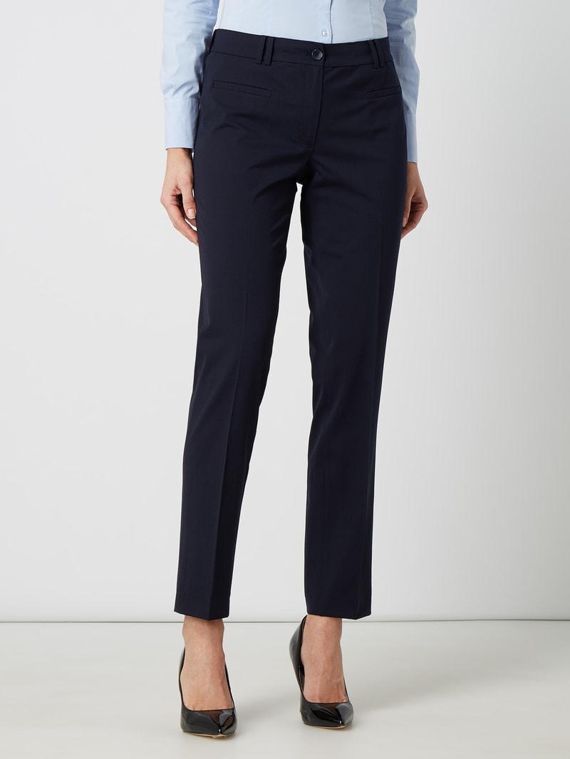Stoffhose mit schmal zulaufendem Bein Modell 'Hedy' in marineblau