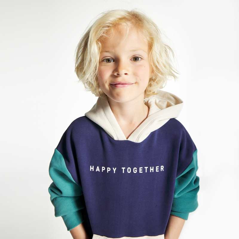 Sweat-shirt à capuche à message bleu garçon