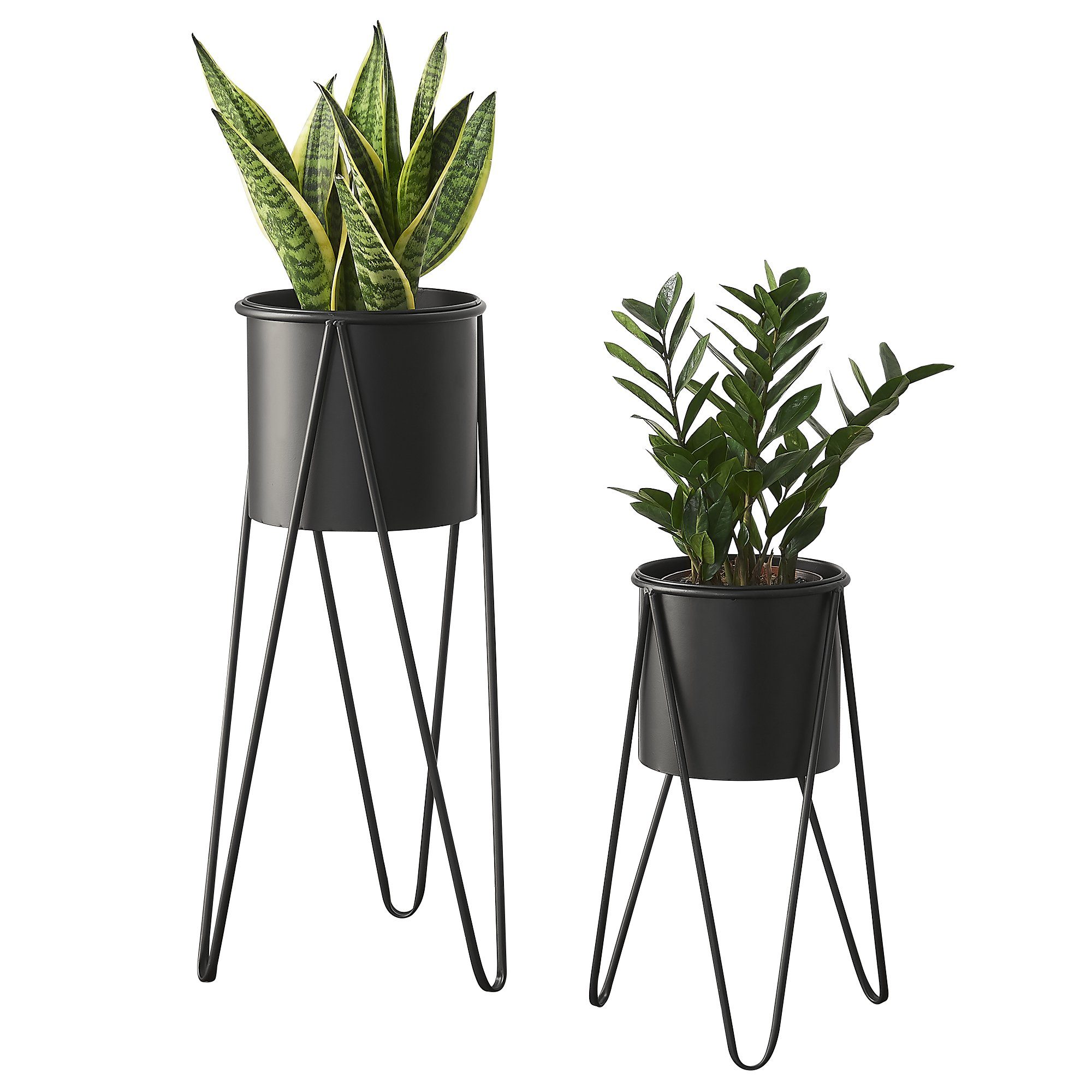 en.casa Blumenständer (Set, 2 St), Hedera Pflanzständer im 2er Set Metall Schwarz