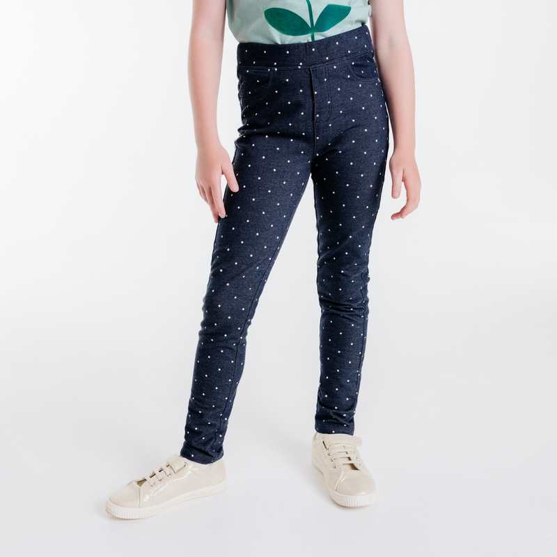 Jeggings chauds à pois blancs fille