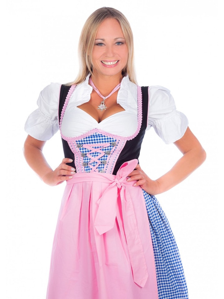 Edelnice Mini Dirndl 3-teilig in blau, rosa, schwarz günstig kaufen