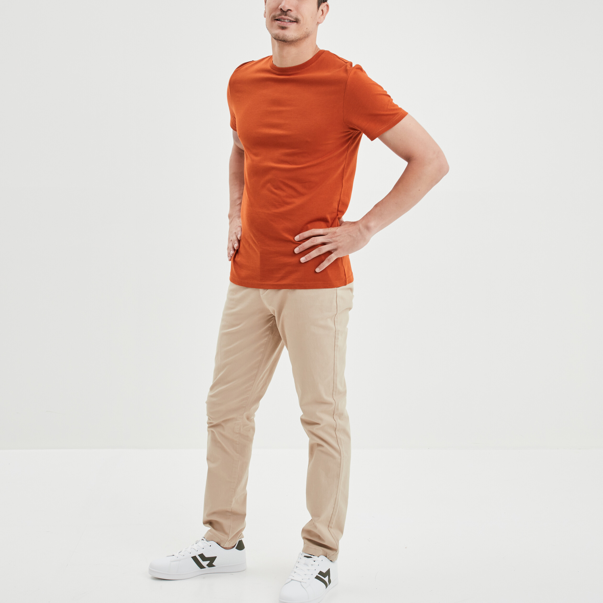 T-shirt en coton manches courtes orange foncé homme | La Halle