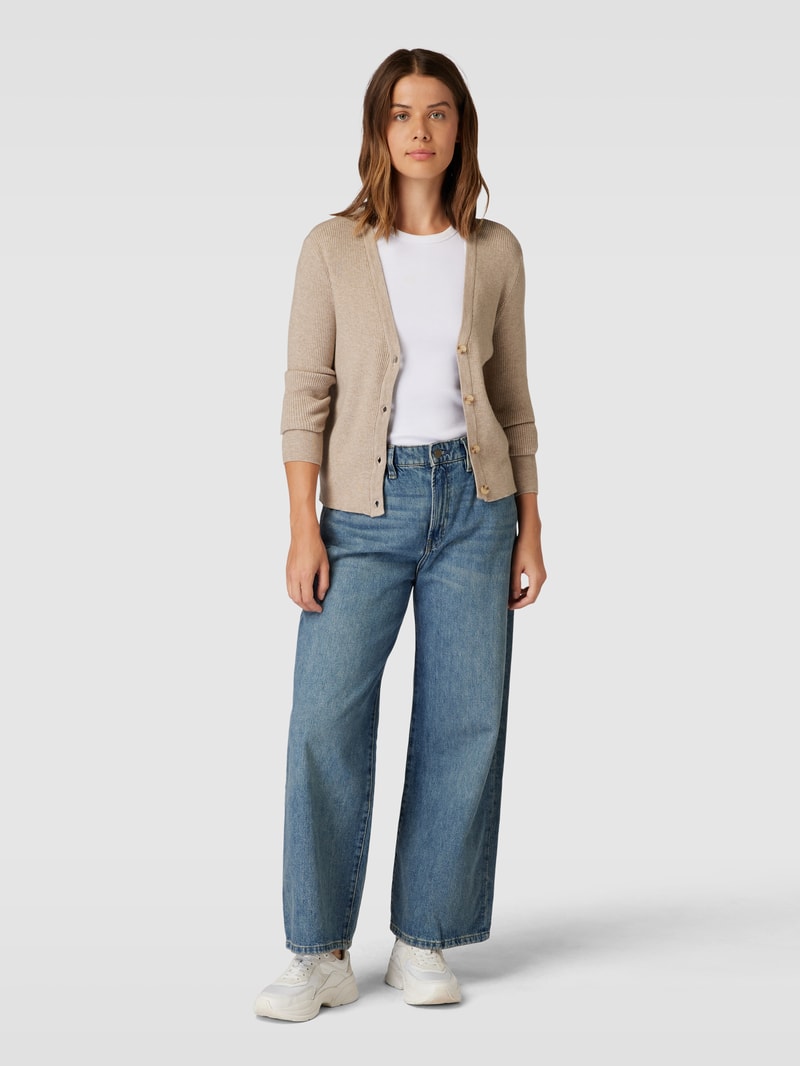 Cardigan mit V-Ausschnitt Modell 'COMFY' in mittelbraun