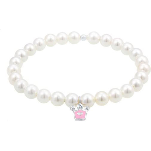 Elli Armband Kids Krone Perle Kristalle 925 Silber