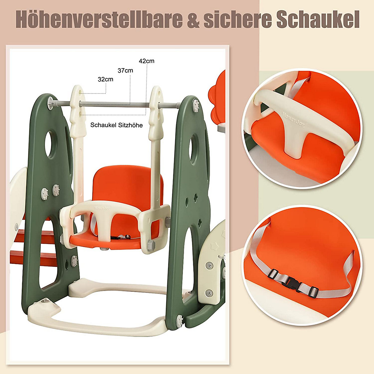 Rutsche 6 in 1 Spielplatz mit Schaukel & Fußballtor & Golfloch